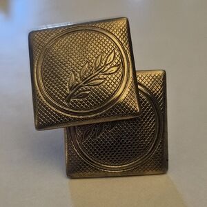 Men’s Square Cufflinks Set (2 Pairs) | Gold Laurel + Silver Geometric | Classic